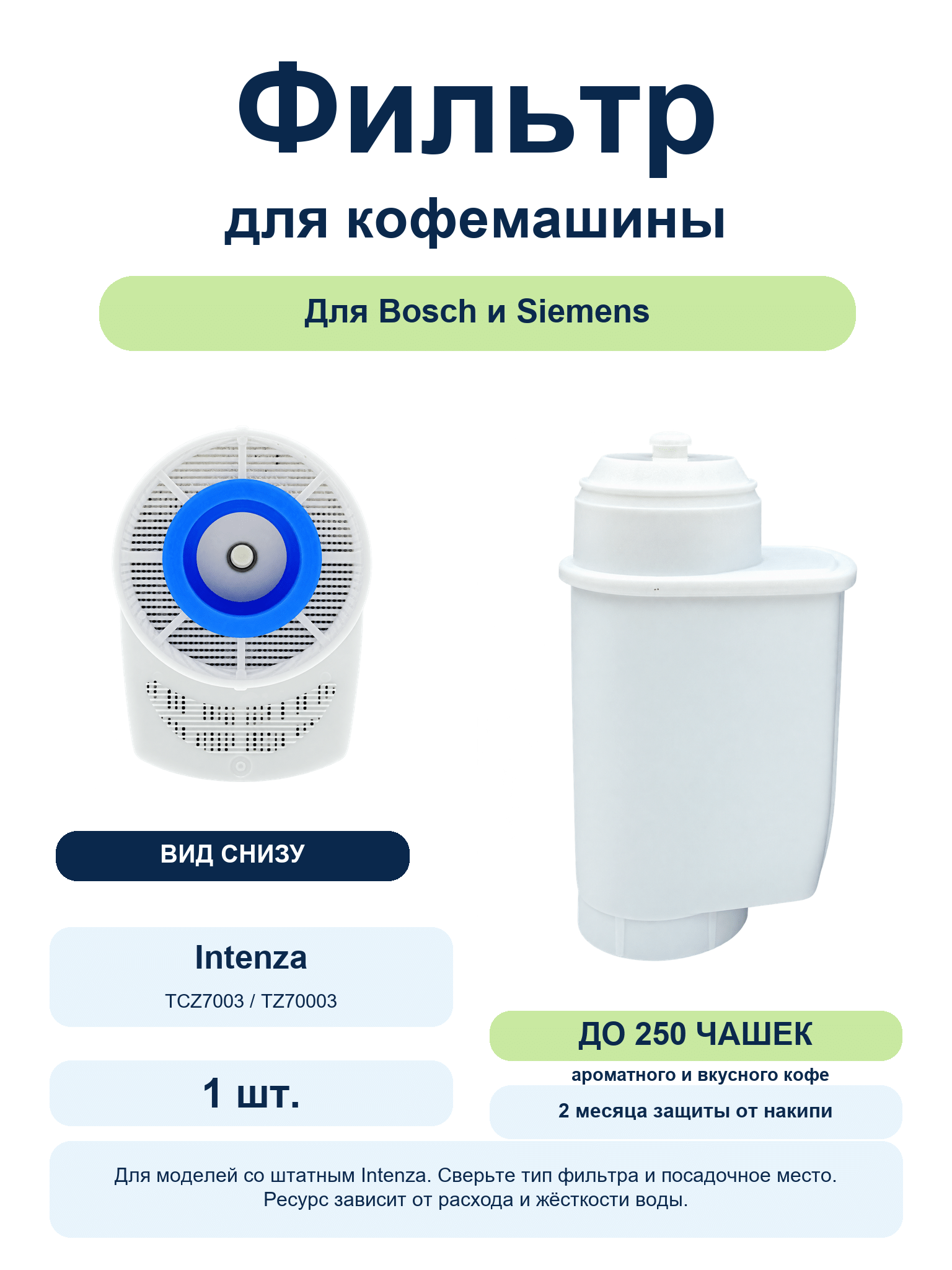 Фильтр Spring Source CMF004 типа Intenza для Bosch и Siemens — 1 шт. Фильтр Spring Source CMF004 типа Intenza для Bosch и Siemens: корпус и вид снизу, 1 шт.